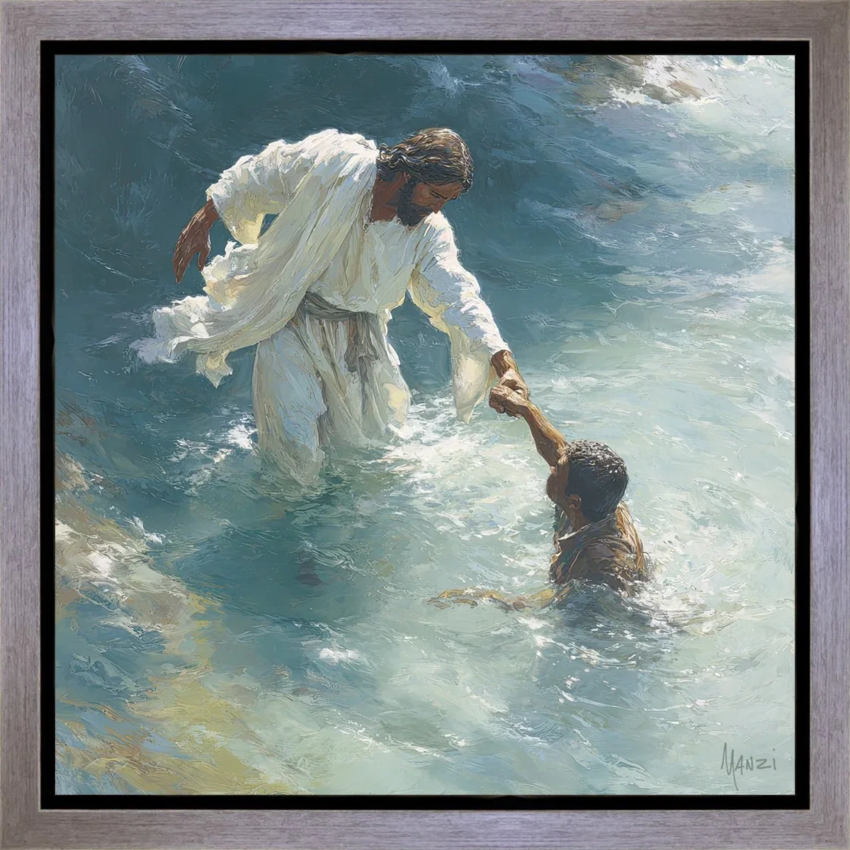 Even When You Doubt Silver Wood Float Frame by Manzi — Gallery Wrapped Giclee On Canvas