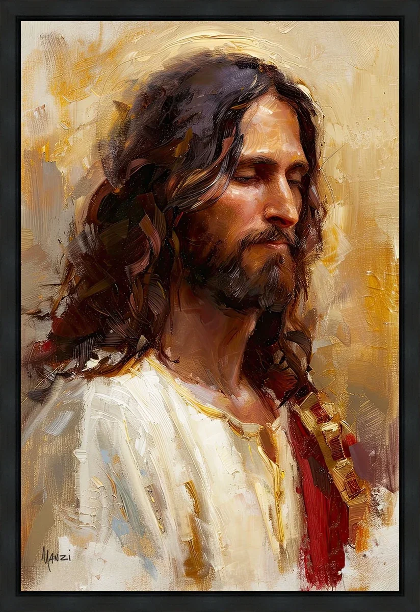 Sacred Portrait Black Float Frame by Manzi — Gallery Wrapped Giclee On Canvas