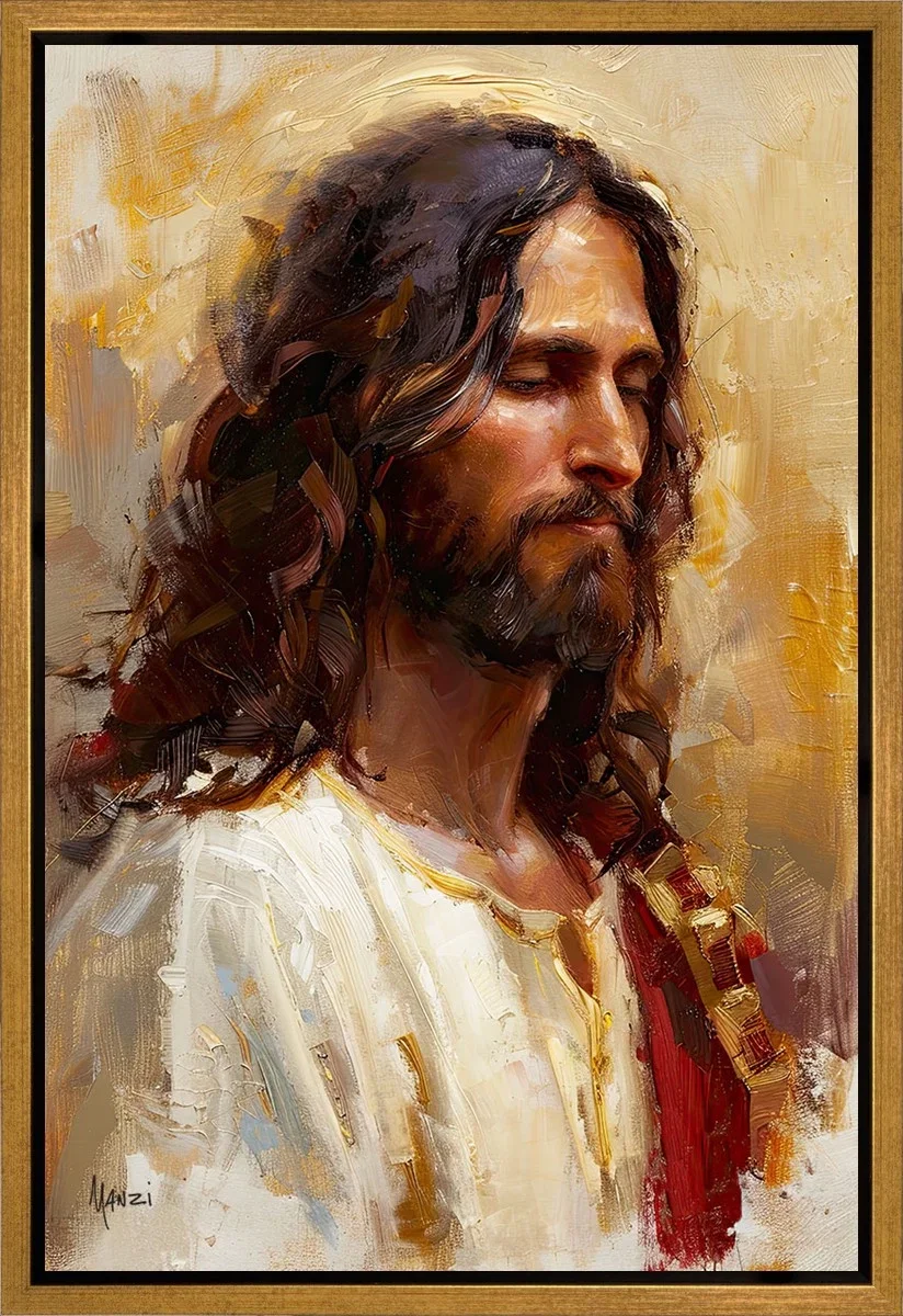 Sacred Portrait Gold Float Frame by Manzi — Gallery Wrapped Giclee On Canvas