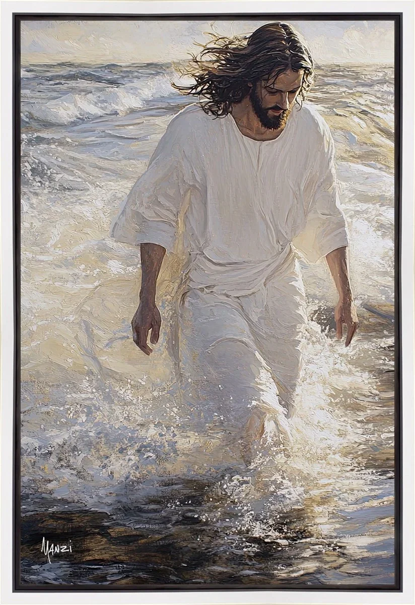 Dominion Over The Deep White Wood Float Frame by Manzi — Gallery Wrapped Giclee On Canvas
