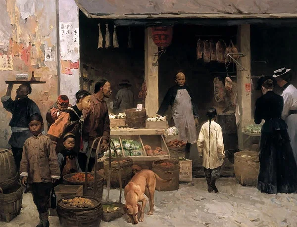 Chinatown Market San Francisco 1878 by Mian Situ — Canvas