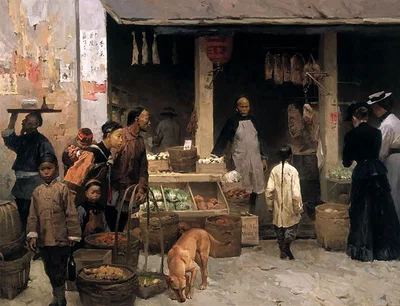 Chinatown Market San Francisco 1878 by Mian Situ