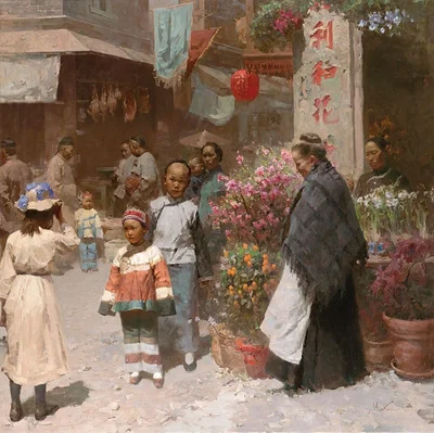 Chinese Flower Shop San Francisco 1904 by Mian Situ