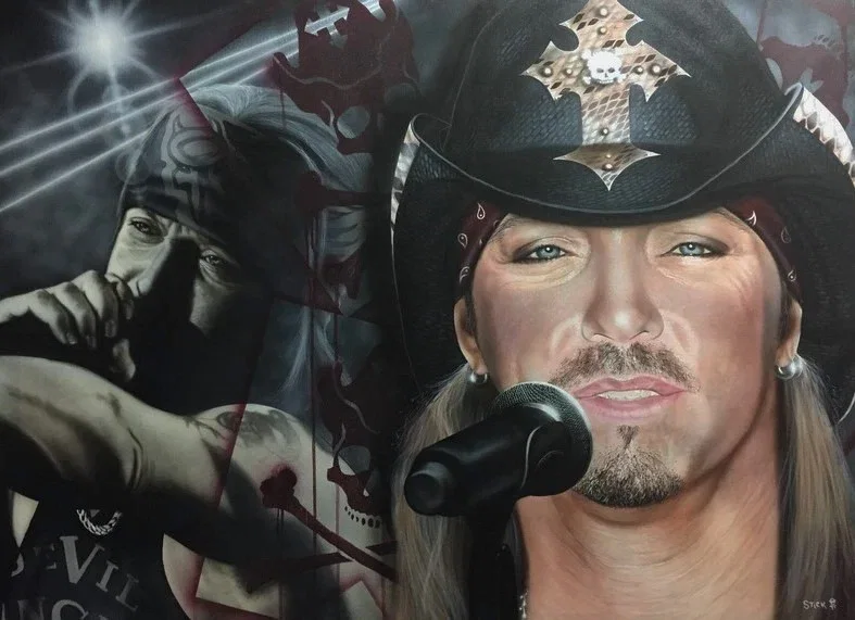 Giving Me Something to Believe In - Bret Michaels by Stickman — -Giclee On Canvas Artist Proof Hand Embellished