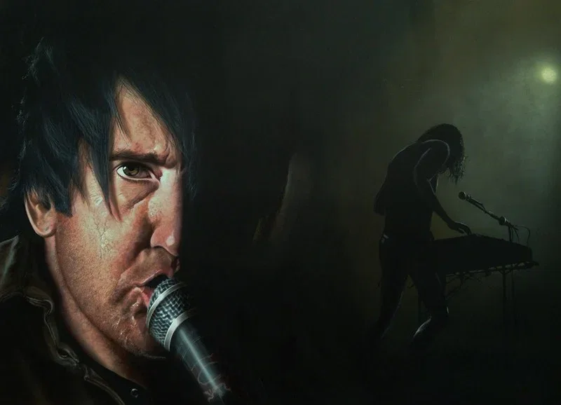 Dancing On The Backs Of The Bruised - Trent Reznor (Nine Inch Nails) by Stickman — -Giclee On Canvas Artist Proof Hand Embellished