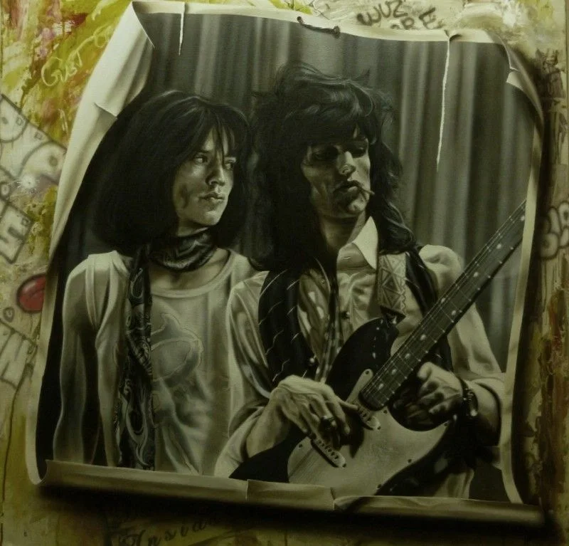 No Colors Anymore, I Want Them to Turn Black - Mick and Keith by Stickman — -Giclee On Canvas Artist Proof Hand Embellished