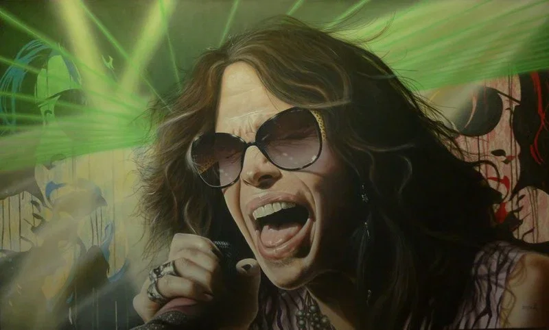 And It Started With A Little Kiss... Like This!  - Steven Tyler by Stickman — Giclee On Canvas