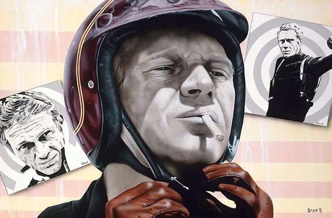 All I Need is a Fast Machine - Steve McQueen by Stickman — -Giclee On Canvas Artist Proof Hand Embellished