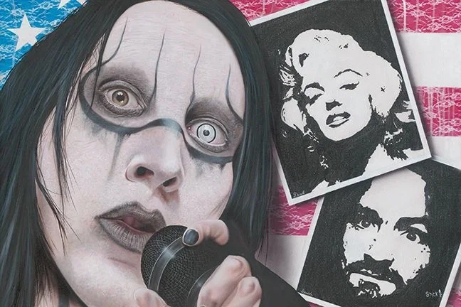 I Wasn't Born with Enough Middle Fingers - Marilyn Manson by Stickman — -Giclee On Canvas Artist Proof Hand Embellished