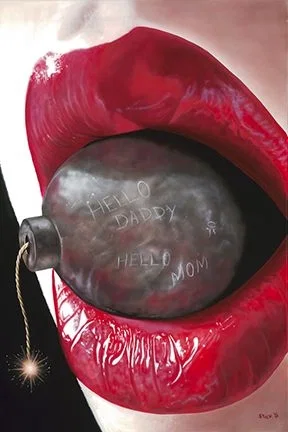 Hello, Daddy. Hello, Mom by Stickman — -Giclee On Canvas Artist Proof Hand Embellished