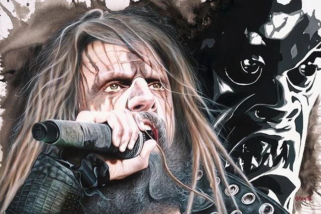 Shriek the Lips Across Ragged Tongue - Rob Zombie by Stickman — -Giclee On Canvas Artist Proof Hand Embellished