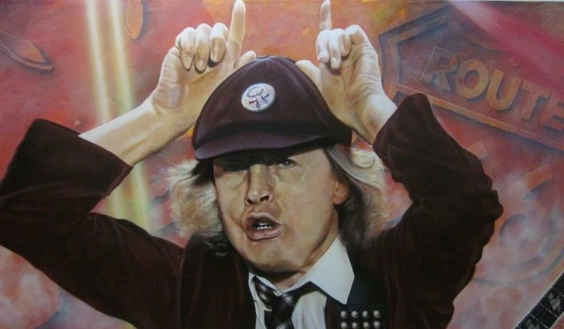 We Salute You - Angus Young by Stickman — -Giclee On Canvas Artist Proof Hand Embellished