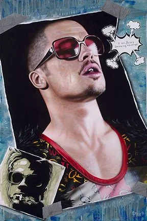 I Am Jack's Smirking Revenge - Brad Pitt/Fight Club by Stickman — -Giclee On Canvas Artist Proof Hand Embellished
