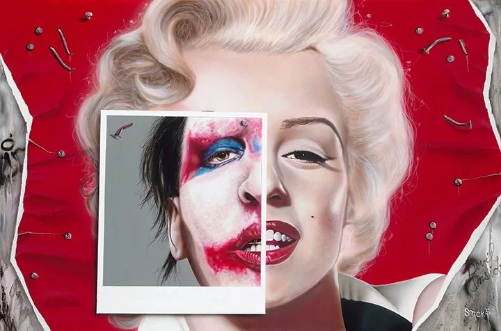 Something Beautiful, Something Free - Marilyn Monroe/Marilyn Manson by Stickman — -Giclee On Canvas Artist Proof Hand Embellished