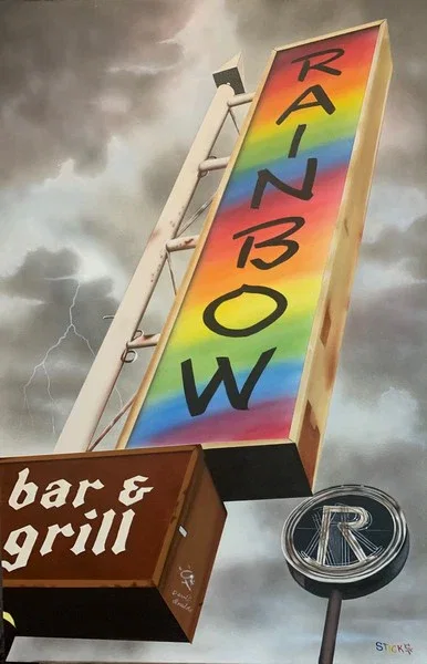 Vampire Lair - Rainbow Bar and Grill by Stickman — -Giclee On Canvas Artist Proof Hand Embellished