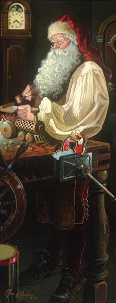Father Christmas The Workshop by Dean Morrissey — Master Works Edition On Canvas