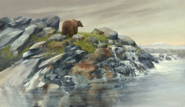 Waiting for the Salmon by Morten E. Solberg by Morten E. Solberg — Giclee on Canvas