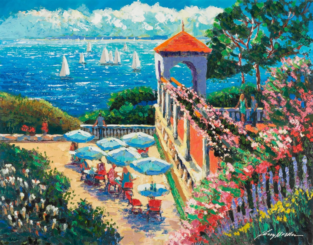 Lookout Point (Cap Martin), 2003 by Kerry Hallam — hand-signed enhanced serigraph on canvas