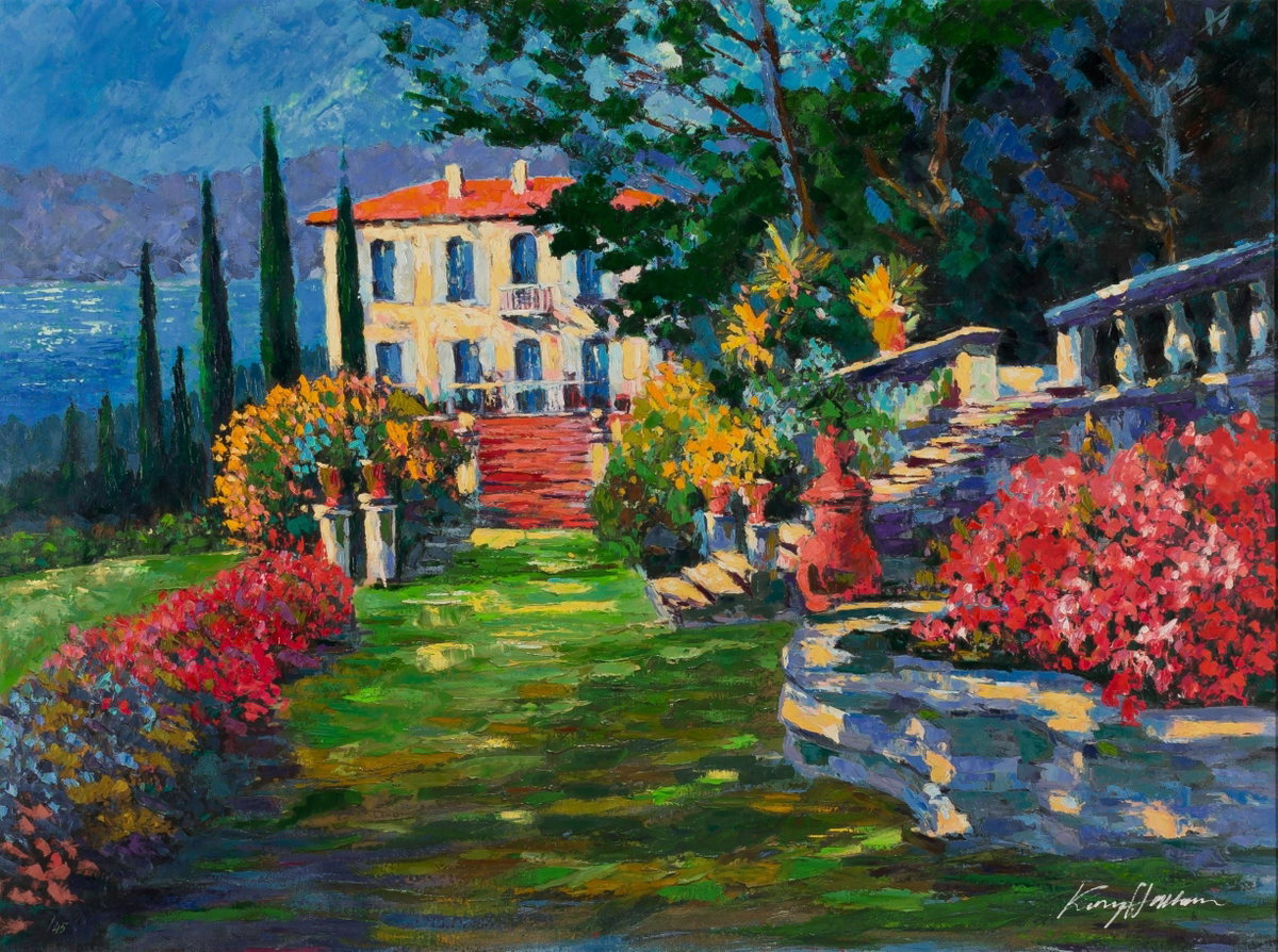 Villa Como, 2003 by Kerry Hallam — hand-signed enhanced serigraph on canvas