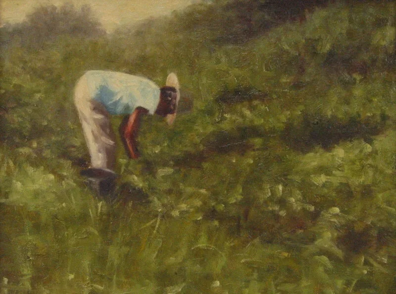 Pickin'' Peas Original Oil by Alonzo Adams