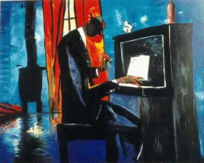 Piano Player 2 Artist Proof Estate Certified Giclee by William Tolliver