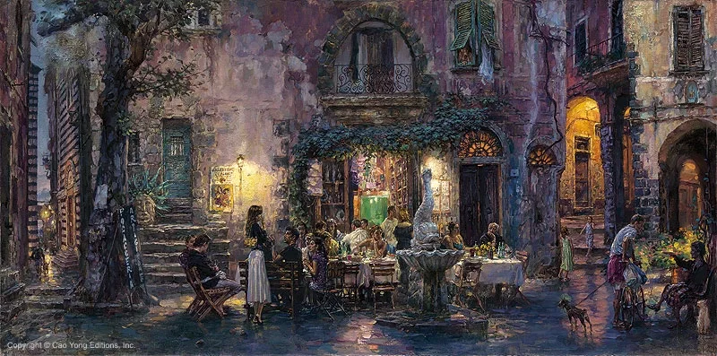 Pretty Life In Monterosso Artist Proof by Cao Yong — Giclee On Canvas Artist Proof The Venice Series