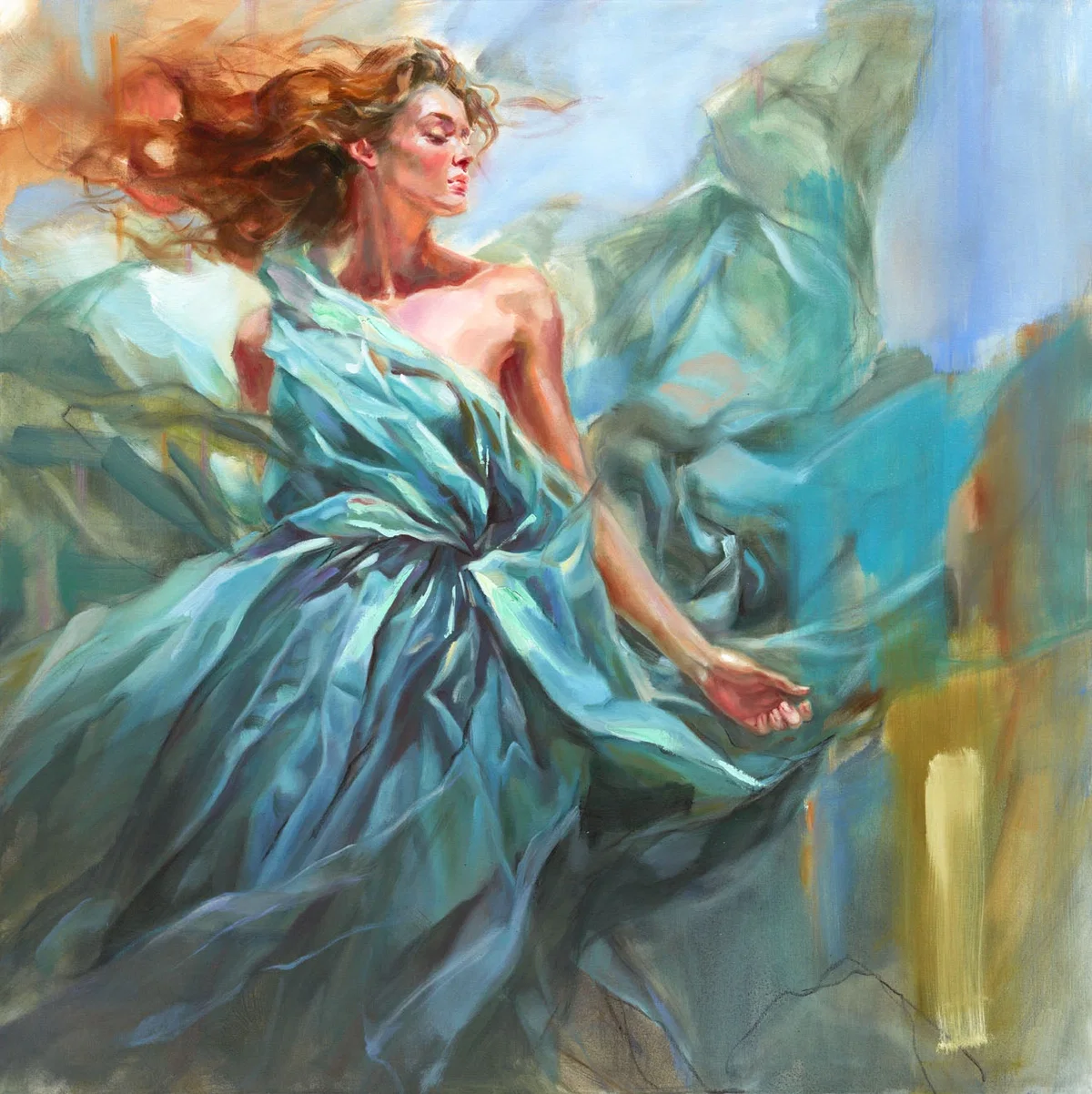 Emerald Wind by Anna Razumovskaya — Original Oil on Canvas