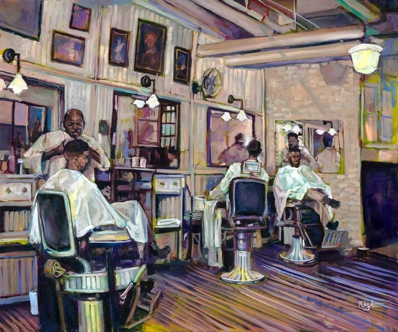 The Barber Shop by Robert Jackson — Giclee On Canvas