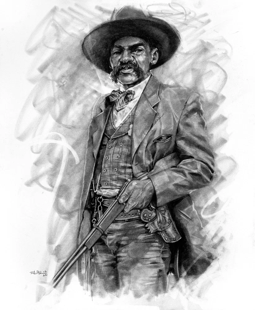 Bass Reeves Graphite and Pencil by Robert Jackson — Giclee On Canvas