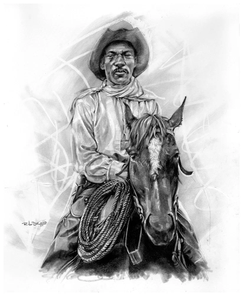 Bill Pickett Graphite and Pencil by Robert Jackson — Giclee On Canvas