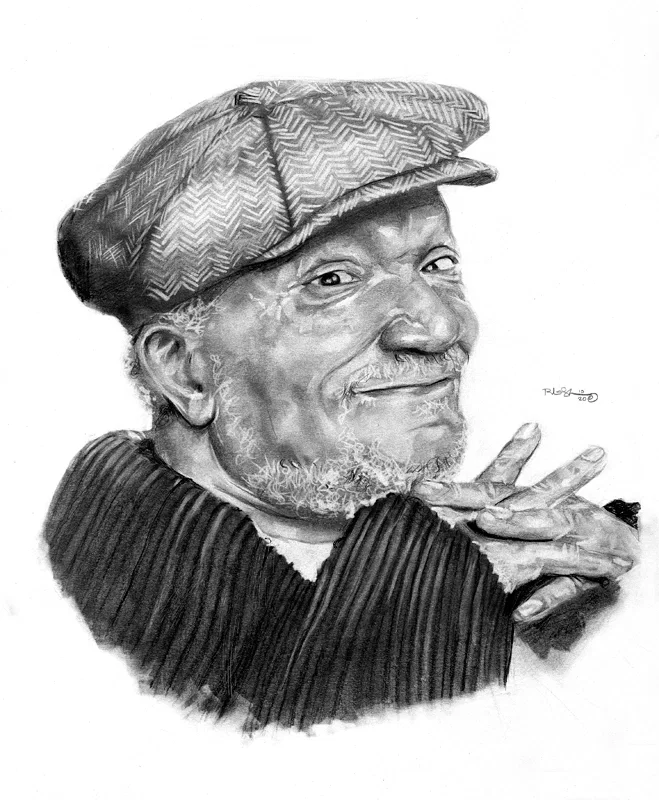 Redd Foxx Graphite Pencil on Paper by Robert Jackson — Original Art