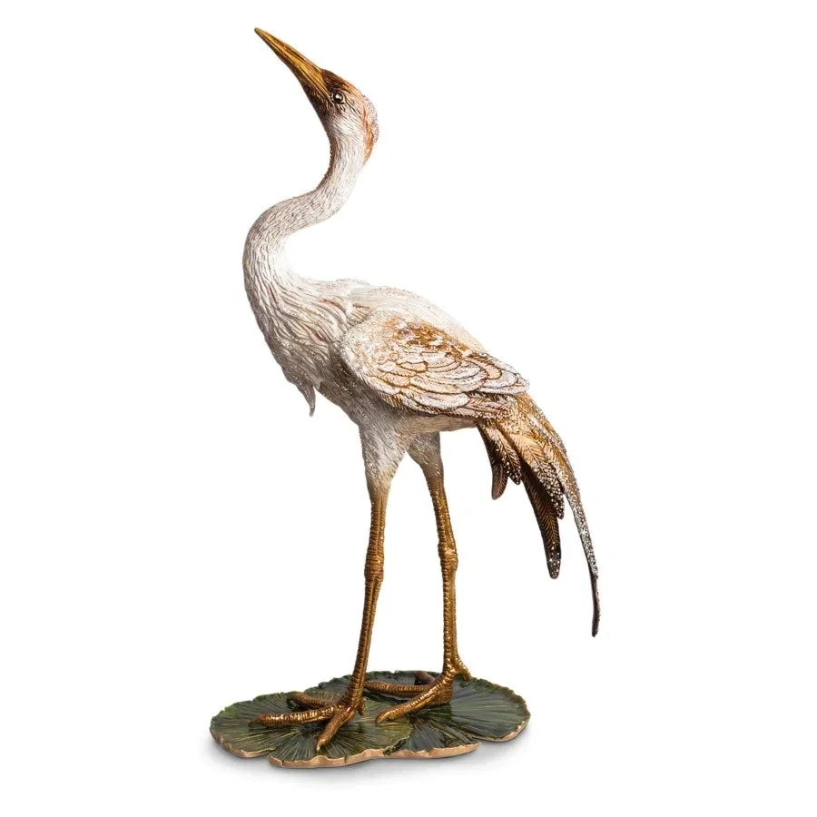 Nelson Crane on Lily Pad Figurine by Jay Strongwater