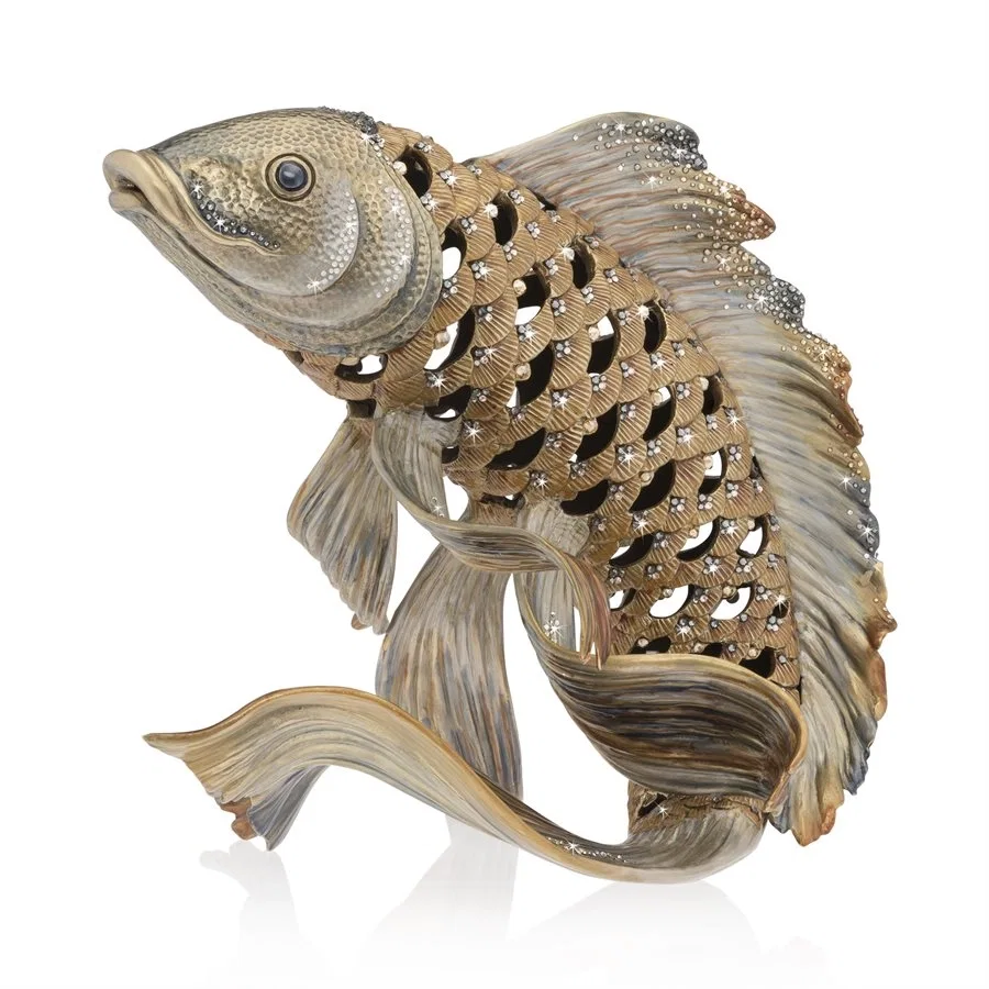 Asagi Koi Fish Figurine by Jay Strongwater