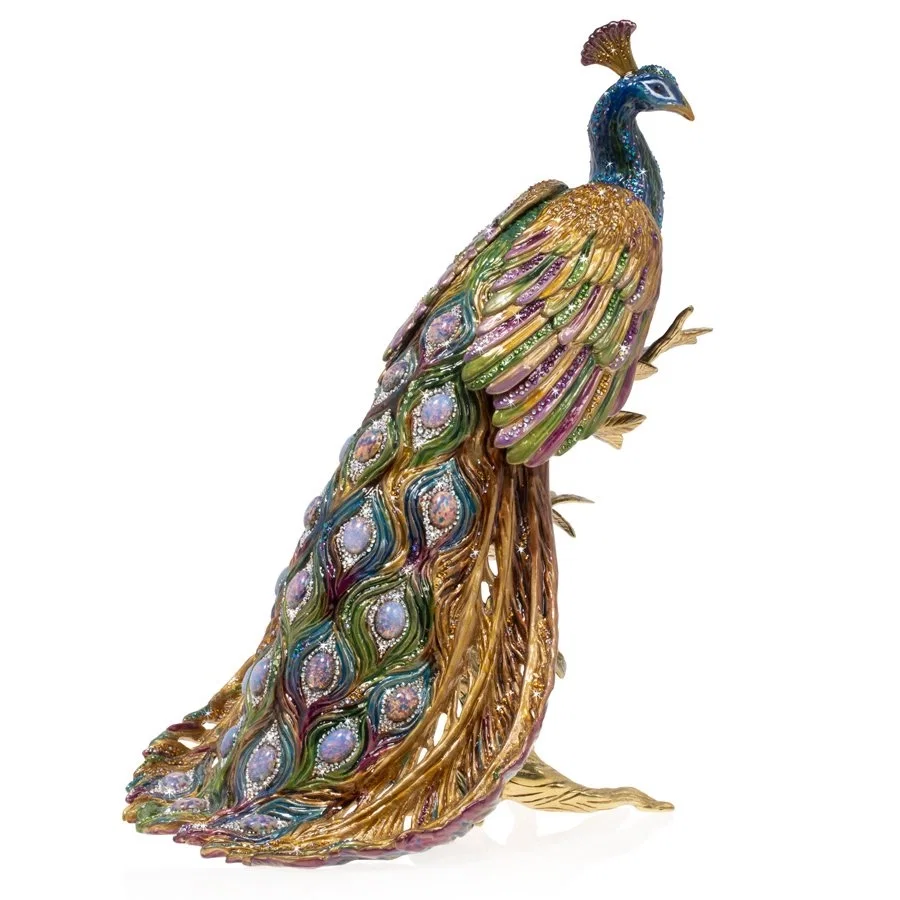 Peabody - Grand Peacock On Branch by Jay Strongwater