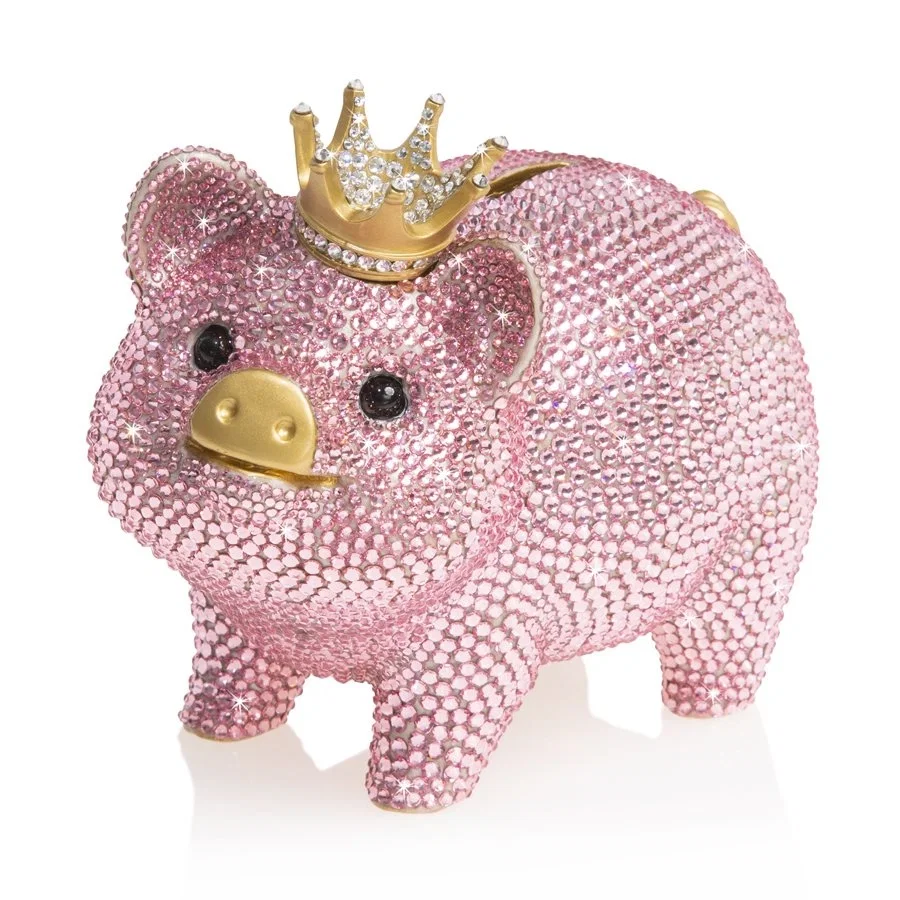 Gatsby - Pave Piggy Bank by Jay Strongwater