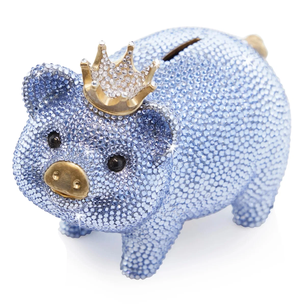 Gatsby Pave Piggy Bank - Pale Blue by Jay Strongwater