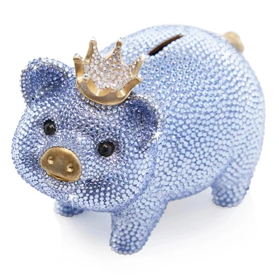 Gatsby Pave Piggy Bank - Pale Blue by Jay Strongwater