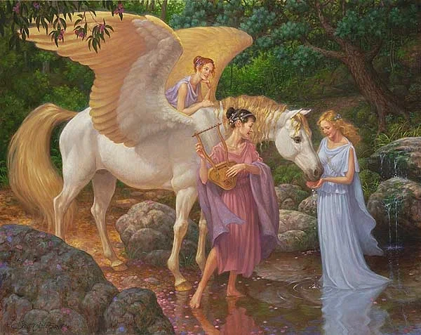 Pegasus And The Muses by Scott Gustafson — Limited Edition Canvas