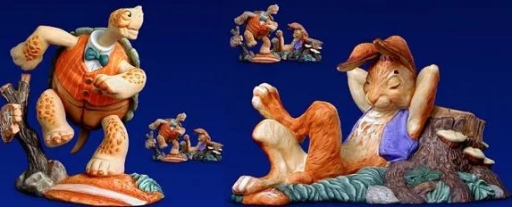 The Tortoise and The Hare Porcelain Figurine by Scott Gustafson