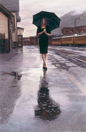 Waiting in the Rain by Steve Hanks — Canvas