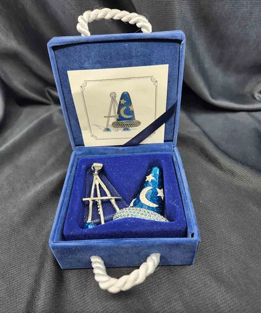 Swarovski Crystal - Disney Pin~Sorcerer's Cap Brooch with Easel