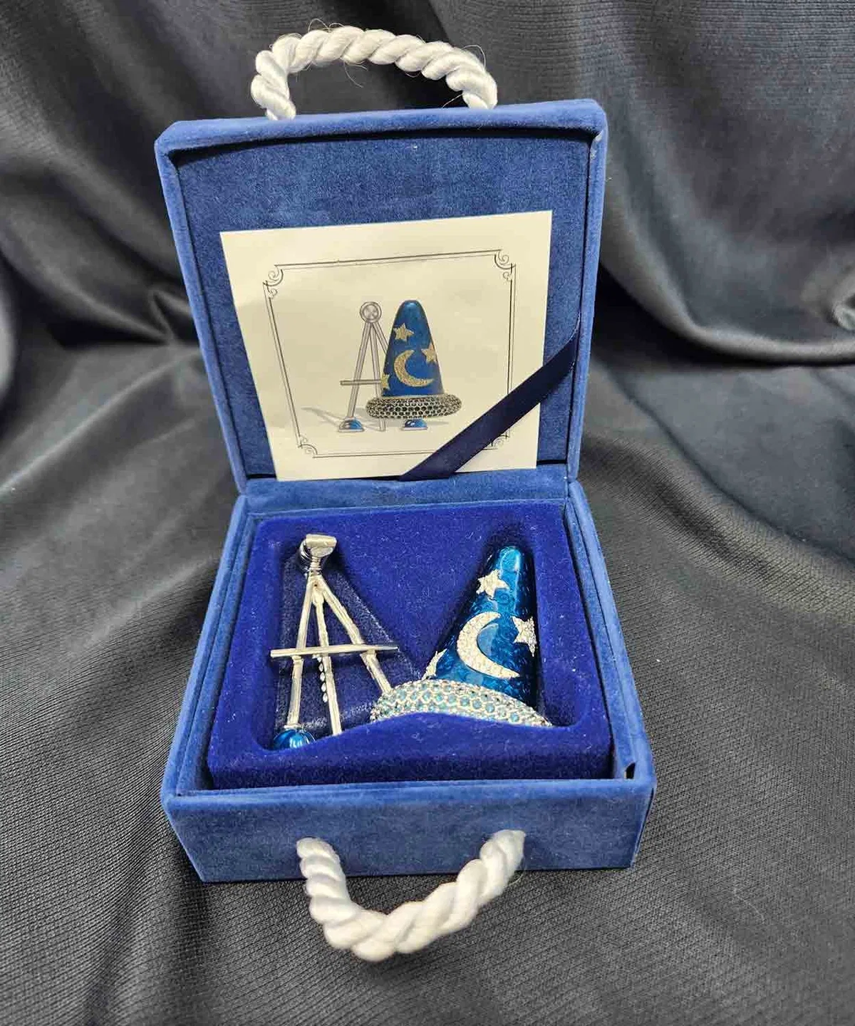 Disney Pin~Sorcerer's Cap Brooch with Easel by Swarovski Crystal