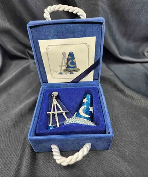 Swarovski Crystal - Disney Pin~Sorcerer's Cap Brooch with Easel