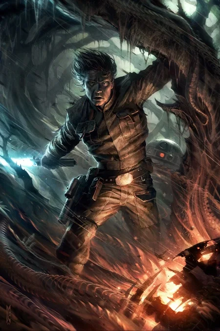 Through the Fire From Lucas Films Star Wars Printers Proof by Raymond Swanland — Giclee On Canvas