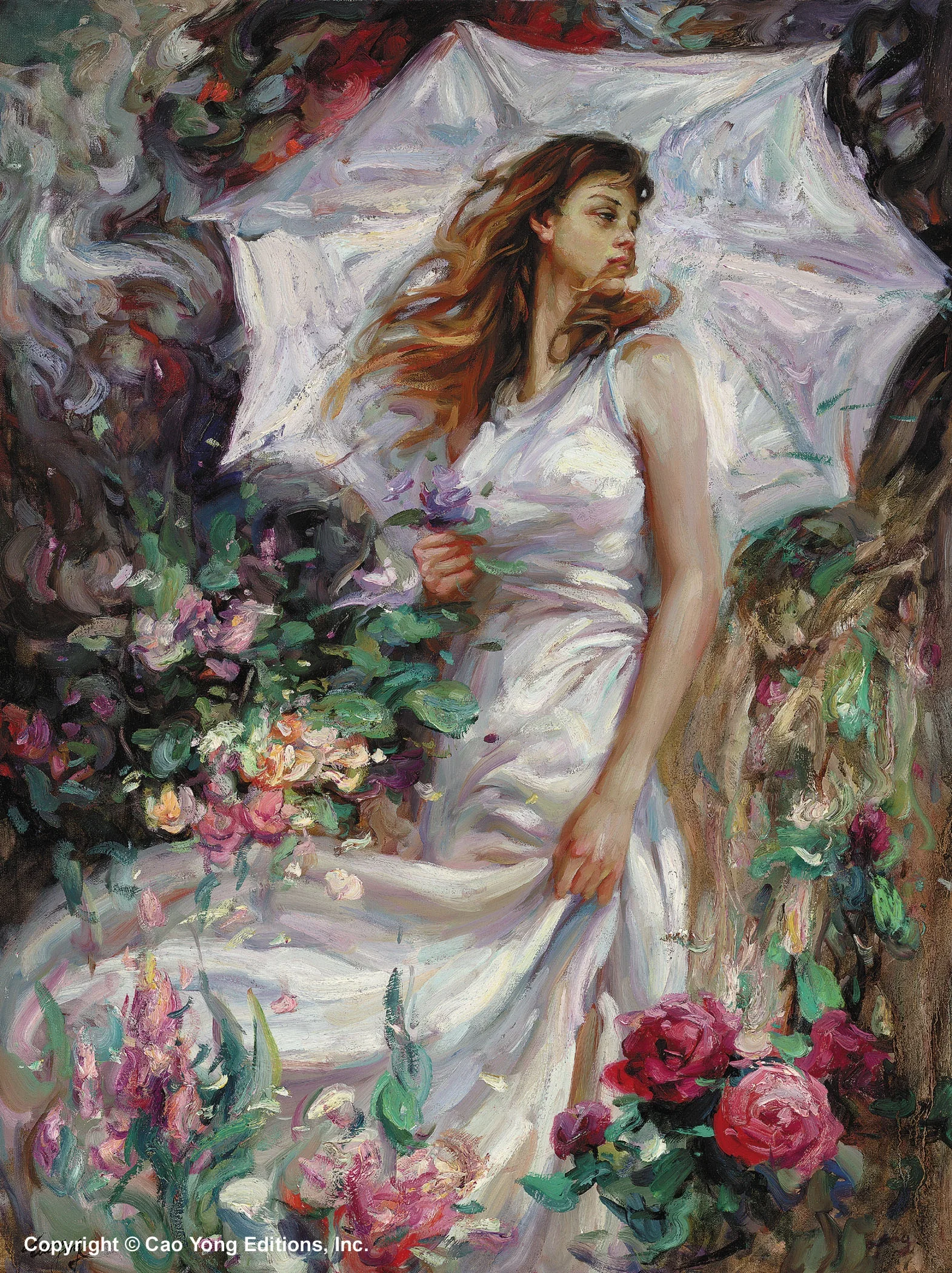 Summer Breeze Artist Proof by Cao Yong — Giclee On Canvas Artist Proof The Romantic Garden Series