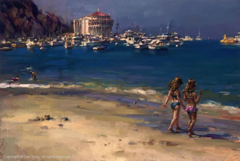 The Summer In Catalina by Cao Yong — Giclee On Canvas The Golden Coast Series