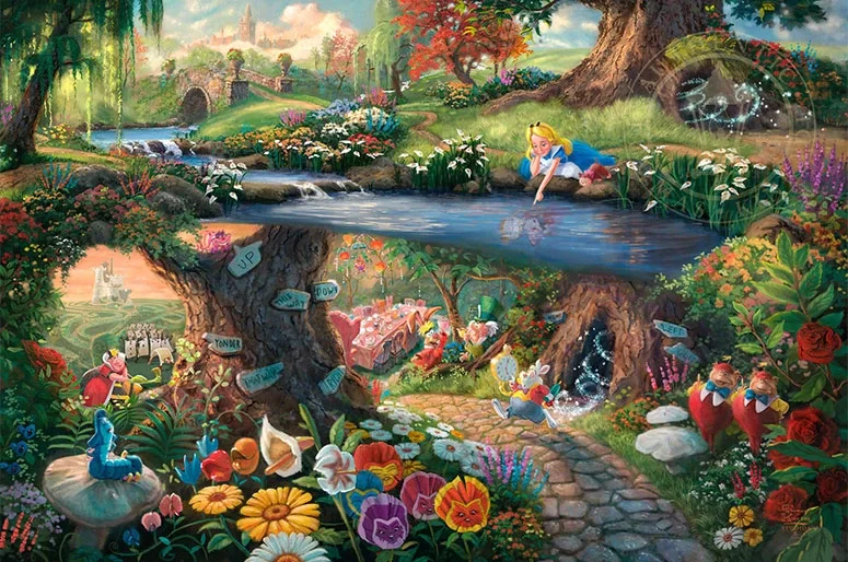 Alice in Wonderland by Thomas Kinkade Disney — Giclee On Canvas