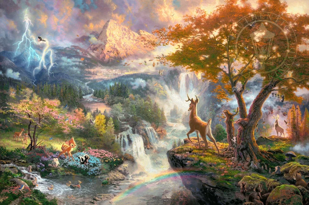 Bambi's First Year by Thomas Kinkade Disney — Giclee On Canvas