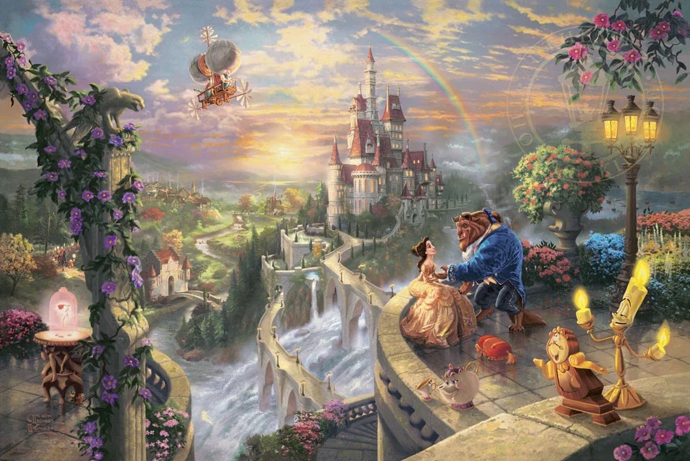 Beauty and the Beast Falling in Love by Thomas Kinkade Disney — Giclee On Paper Artist Proof