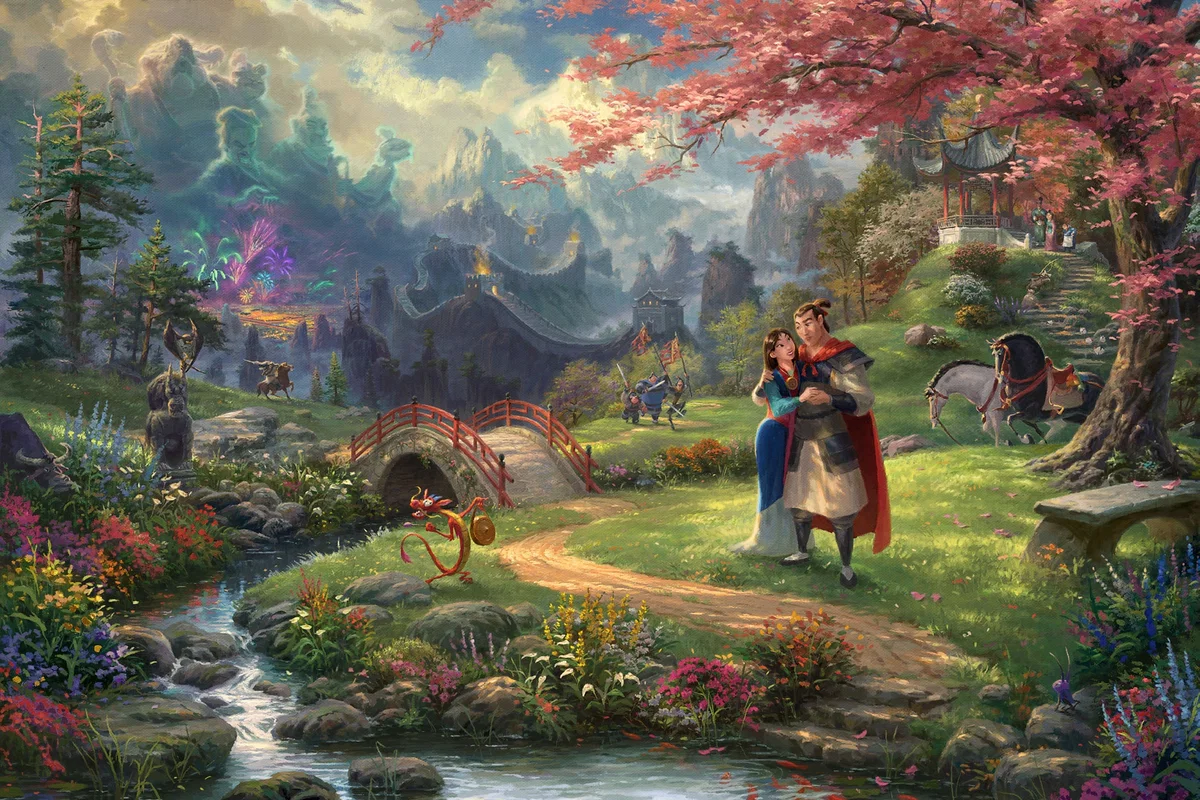 Mulan - Blossoms Of Love by Thomas Kinkade Disney — Giclee On Canvas